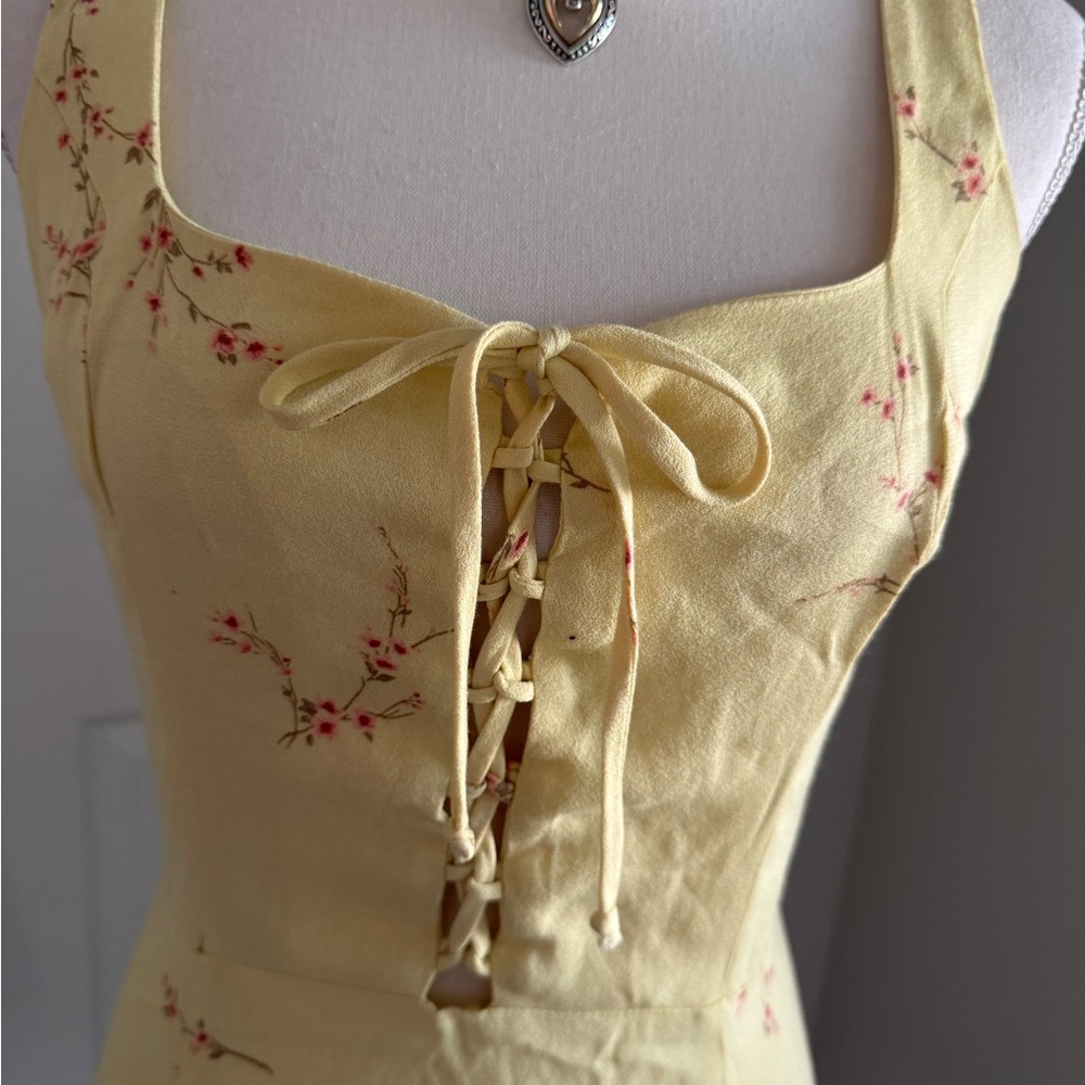 NWOT Reformation Light Yellow Floral Dress - Picture 5 of 6